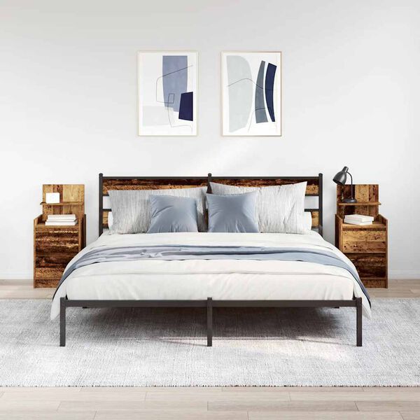 vidaXL Mesillas de noche con 2 cajones 2 uds madera vieja 38x34x80 cm