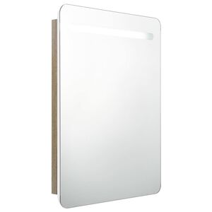 vidaXL Armario de ba&ntilde;o con espejo y LED blanco y roble 60x11x80 cm
