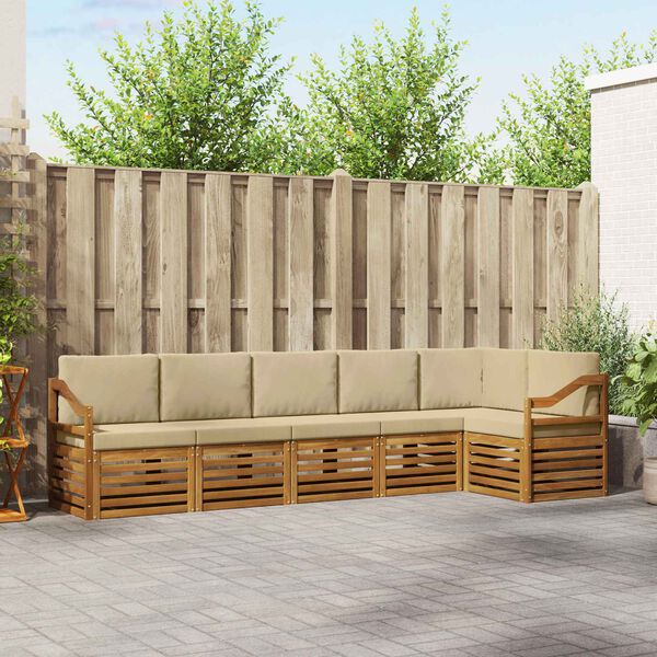 vidaXL Conjunto de Sof&aacute; Seccional con coj&iacute;n 6 pcs Natural y Beige