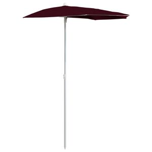 vidaXL Sombrilla de jard&iacute;n semicircular con palo burdeos rojo 180x90cm