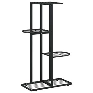 vidaXL Soporte de flores de 4 estantes de metal negro 43x22x76 cm