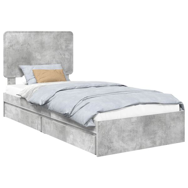 vidaXL Cama con almacenamiento con cabecera Gris Concreto 100 x 200 cm