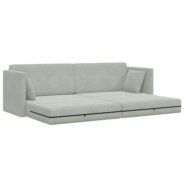 vidaXL Sofá-cama de piso Gris Claro 213 x 70 x 77 cm Terciopelo