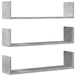 vidaXL Estantes pared 3 uds madera ingenier&iacute;a gris hormig&oacute;n 80x18x18cm