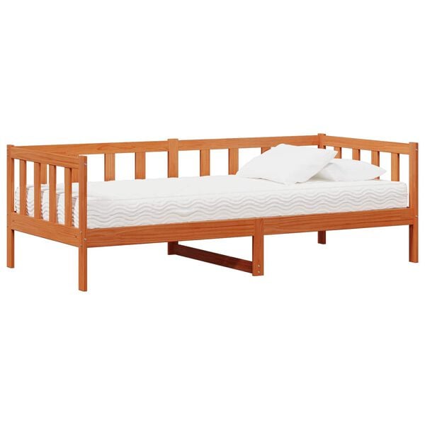 vidaXL Cama d&iacute;a Madera Encerada Marr&oacute;n y Blanca 90 x 200 cm
