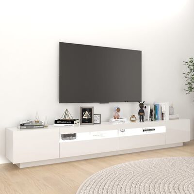 vidaXL Mueble para TV con luces LED blanco brillante 260x35x40 cm