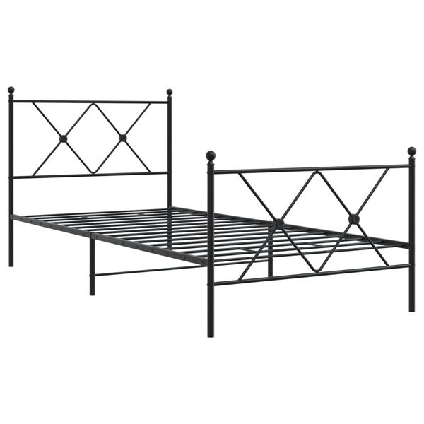 vidaXL Estructura cama sin colchón con estribo metal negro 90x190 cm