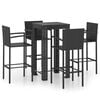 vidaXL Muebles de bar de jard&iacute;n 5 pzas rat&aacute;n PE reposabrazos negro