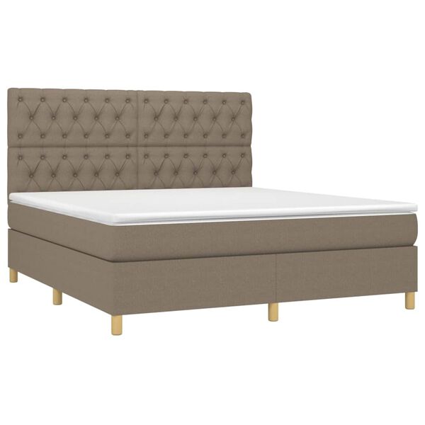 vidaXL Cama box spring con colch&oacute;n tela gris taupe 160x200 cm
