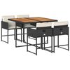 vidaXL Set de muebles jard&iacute;n 5 pzas con cojines rat&aacute;n sint&eacute;tico negro