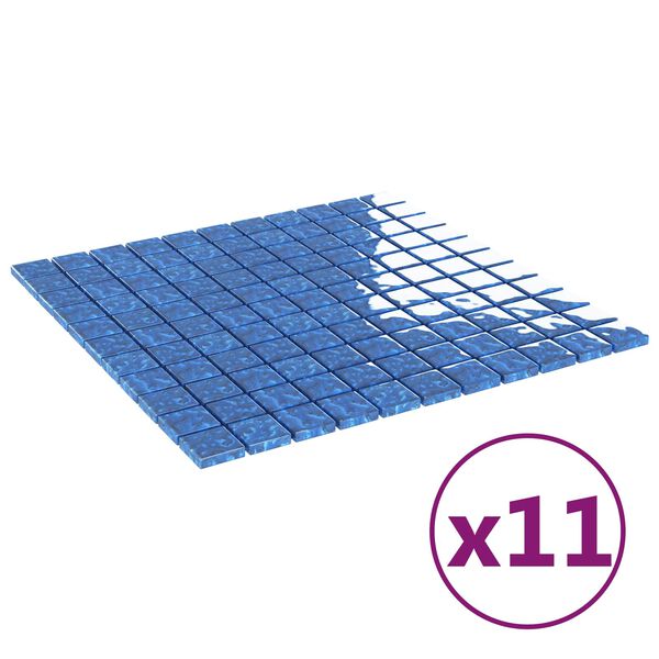 vidaXL Azulejo Mosaico 11 pcs Azul 50 x 50 cm Cristal