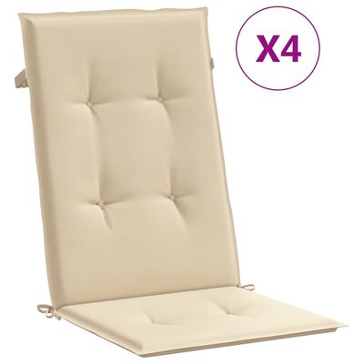 vidaXL Cojín silla de jardín respaldo alto 4 uds tela beige 120x50x3cm