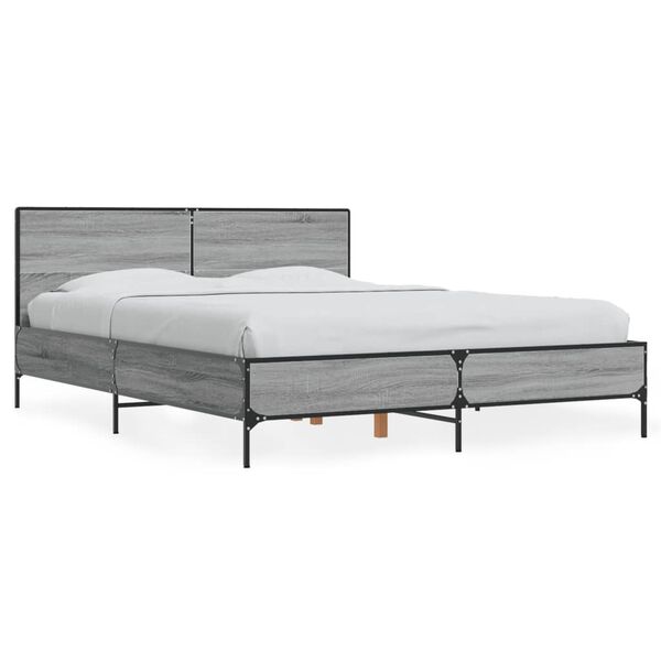 vidaXL Estructura cama madera ingenier&iacute;a metal gris Sonoma 140x200 cm