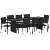 vidaXL Conjunto de Comedor de Jard&iacute;n 9 uds. Negro rat&aacute;n sint&eacute;tico
