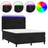 vidaXL Cama box spring colch&oacute;n y LED terciopelo negro 140x200 cm