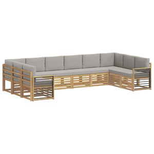 vidaXL Conjunto de sof&aacute;s de exterior 10 uds. Blanco y Gris Claro