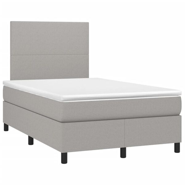 vidaXL Cama box spring con colch&oacute;n tela gris claro 120x190 cm
