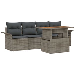 vidaXL Conjunto de sof&aacute;s de jard&iacute;n 5 pcs Gris rat&aacute;n sint&eacute;tico
