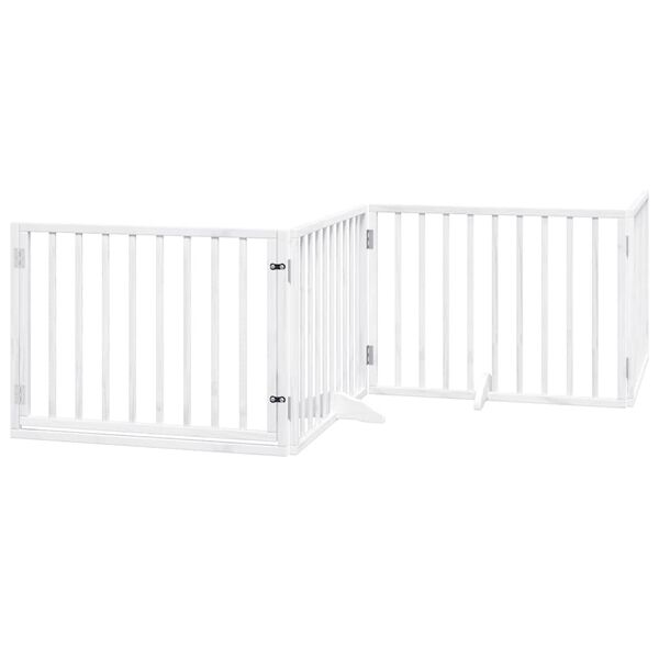 vidaXL Puerta de perros plegable 12 paneles madera &aacute;lamo blanca 960 cm