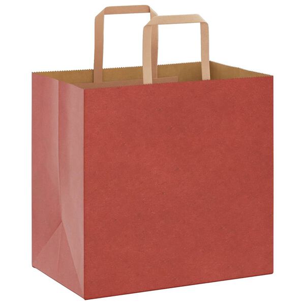 vidaXL Bolsas de papel con asas 250 uds rojo 26x17x25 cm