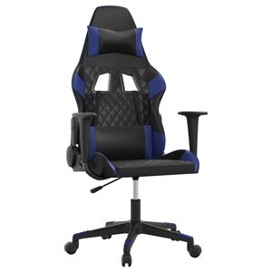 vidaXL Silla gaming de masaje cuero sint&eacute;tico negro y azul