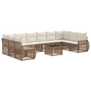 vidaXL Conjunto de sof&aacute;s de jard&iacute;n 11 uds. Beige y blanco crema
