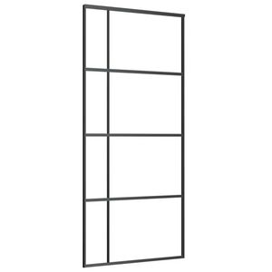 vidaXL Puerta corredera ESG vidrio y aluminio negra 90x205 cm
