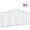 vidaXL Cestas de gaviones 2 uds forma de arco hierro 200x30x80/100 cm