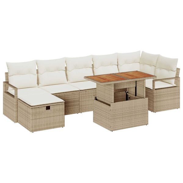 vidaXL Conjunto de sofá de jardín 8 pcs Beige ratán sintético