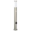 vidaXL Baliza luminosa con sensor y toma de corriente, 80 cm, acero inoxidable, IP44
