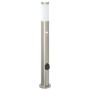 vidaXL Baliza luminosa con sensor y toma de corriente, 80 cm, acero inoxidable, IP44
