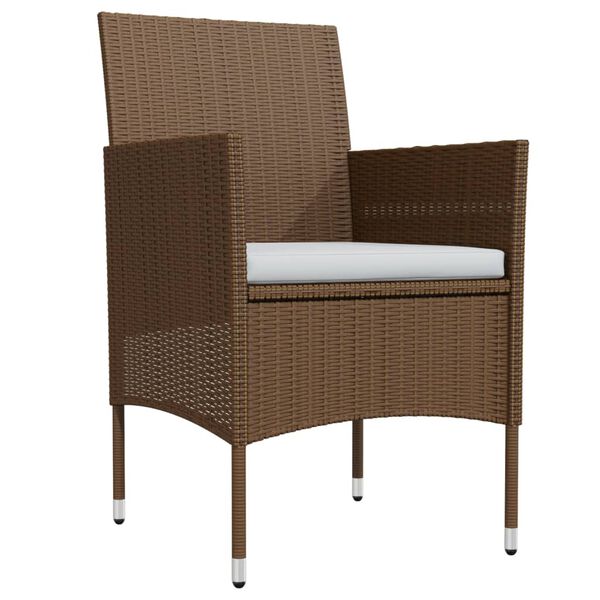 vidaXL Juego de comedor de jard&iacute;n 7 piezas con cojines marr&oacute;n y negro