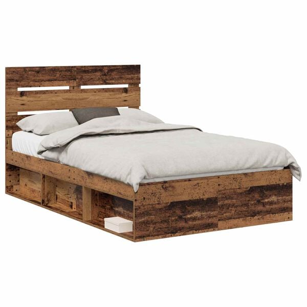 vidaXL Estructura de cama con cabecera Madera vieja 120 x 190 cm