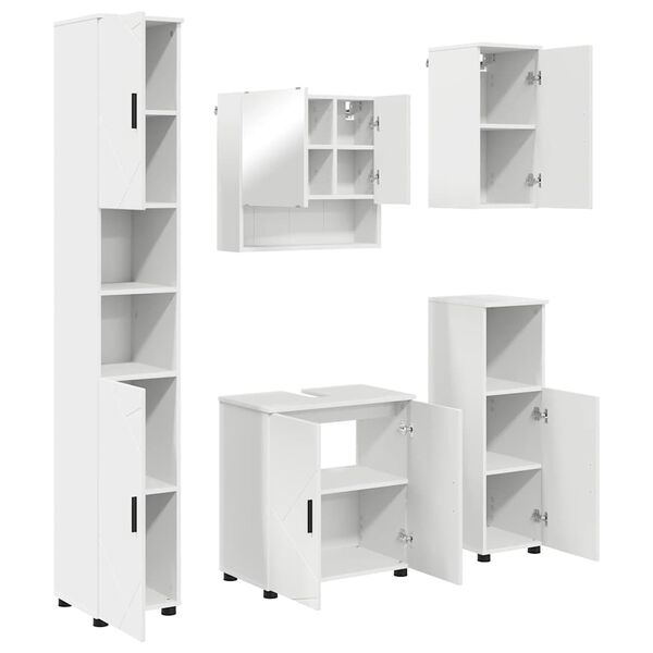 vidaXL Juego de muebles de ba&ntilde;o 5 pcs Madera contrachapada & Metal