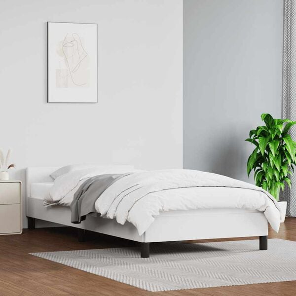 vidaXL Estructura de cama con cabecero sin colchón blanco 90x200 cm