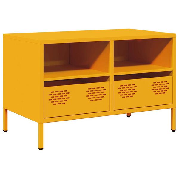 vidaXL Mueble TV acero laminado en frío amarillo mostaza 68x39x43,5 cm