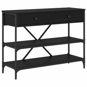 vidaXL Mesa Consola con caj&oacute;n Roble Negro 100 x 34,5 x 75 cm Madera