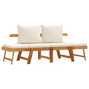 vidaXL Banco de jard&iacute;n con cojines 2 en 1 madera maciza de acacia