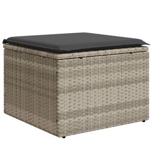 vidaXL Taburete jard&iacute;n con coj&iacute;n rat&aacute;n sint&eacute;tico gris claro 55x55x37cm