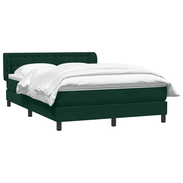 vidaXL Cama box spring con colch&oacute;n terciopelo verde oscuro 160x220 cm