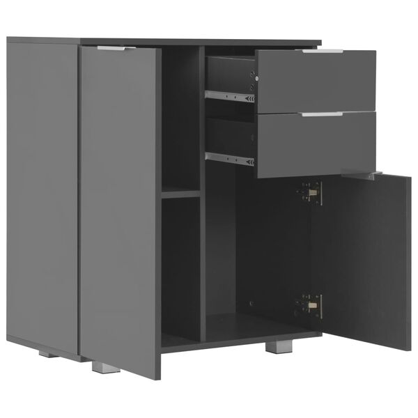 vidaXL Aparador de aglomerado gris brillante 71x35x80 cm