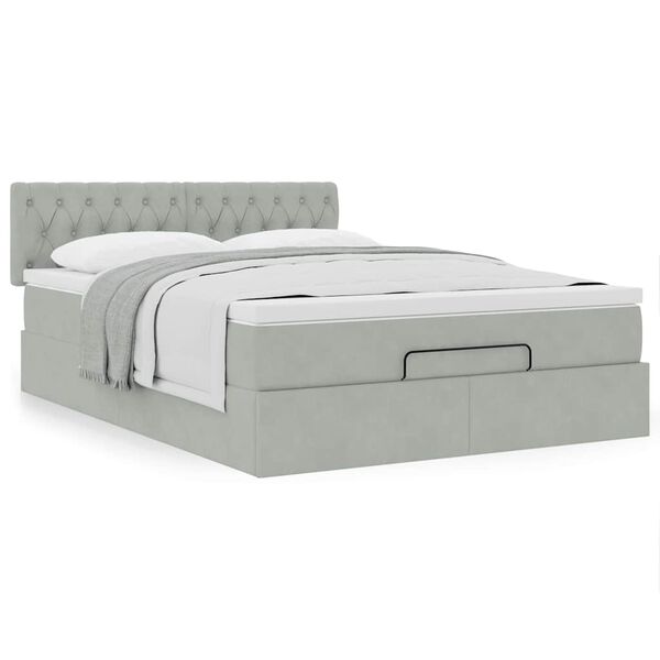 vidaXL Estructura cama otomana colch&oacute;n terciopelo gris claro 140x190cm