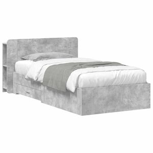 vidaXL Estructura de cama con almacenamiento Gris Hormig&oacute;n 75 x 190 cm