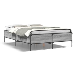 vidaXL Estructura cama madera ingenier&iacute;a metal gris Sonoma 140x200 cm