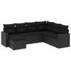vidaXL Set de comedor de jard&iacute;n 7 pzas y cojines rat&aacute;n sint&eacute;tico negro