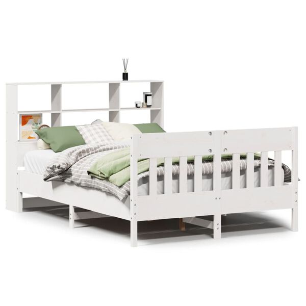 vidaXL Estructura de cama sin colch&oacute;n madera de pino blanca 140x200 cm
