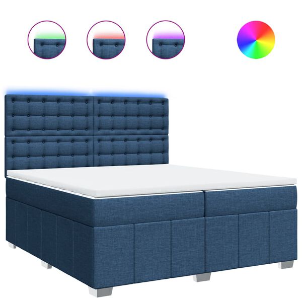 vidaXL Cama box spring con colch&oacute;n tela azul 200x200 cm