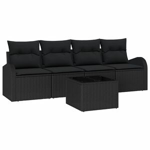 vidaXL Conjunto de sof&aacute;s de jard&iacute;n 5 uds. 4 plaza Negro