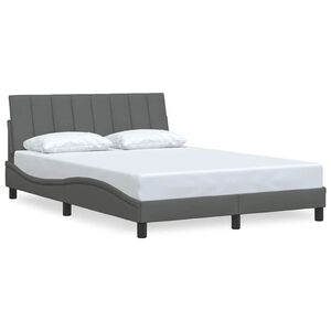 vidaXL Estructura de cama sin colch&oacute;n Hanko tela gris oscuro 140x190 cm