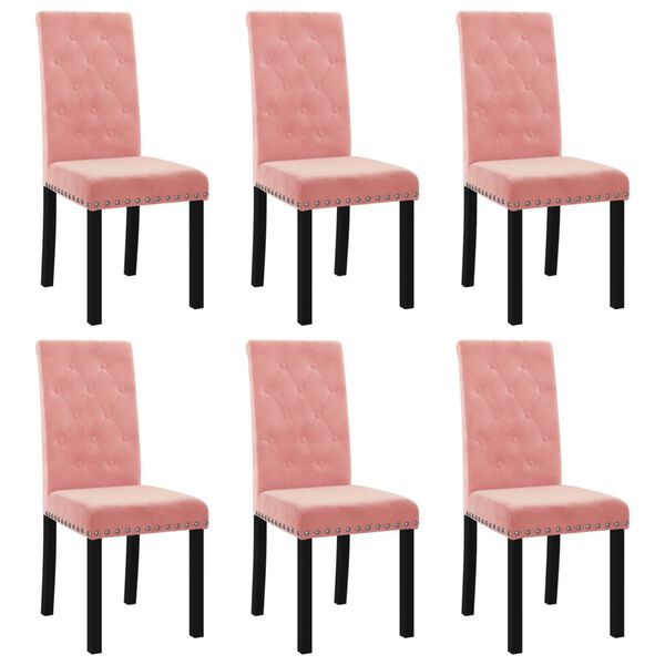 vidaXL Sillas de comedor 6 unidades de terciopelo rosa